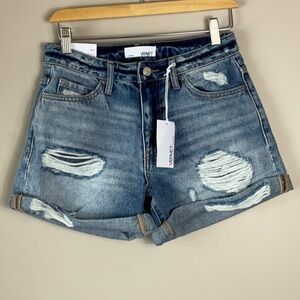 VERVET High Rise Boyfriend Cuffed Shorts